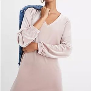 Madewell pink velvet bell sleeve tunic dress